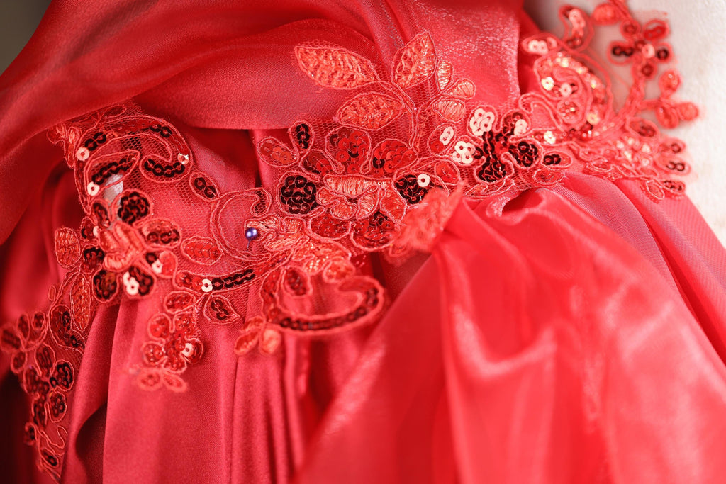 a close up of a dress on a mannequin