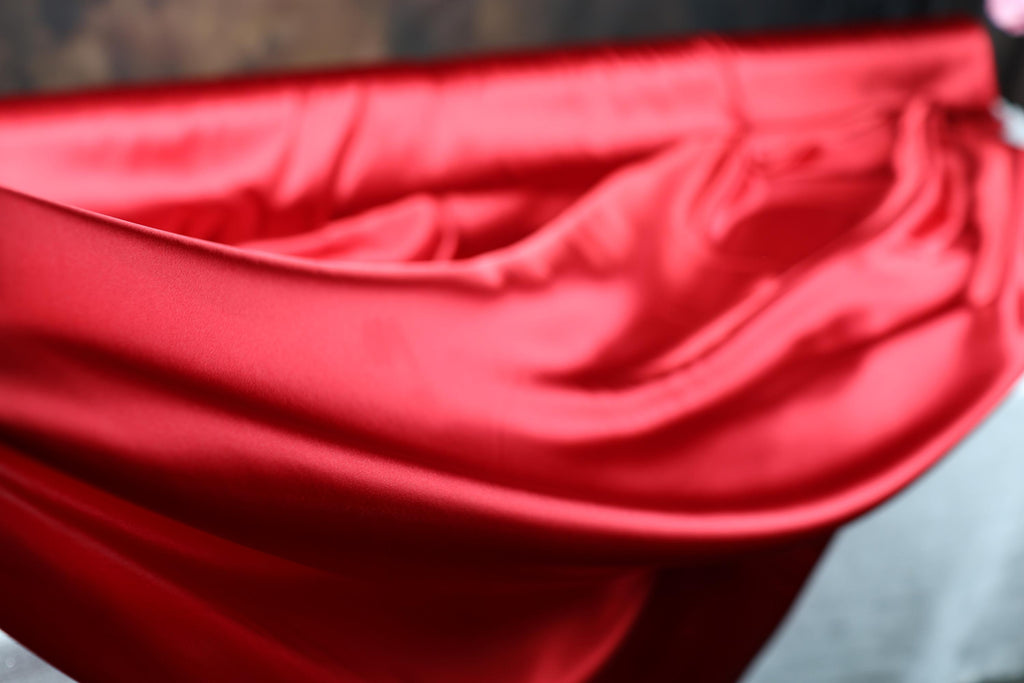 Red Charmeuse Satin Fabric: Bridal, Gown & Costume Fabric by Yard