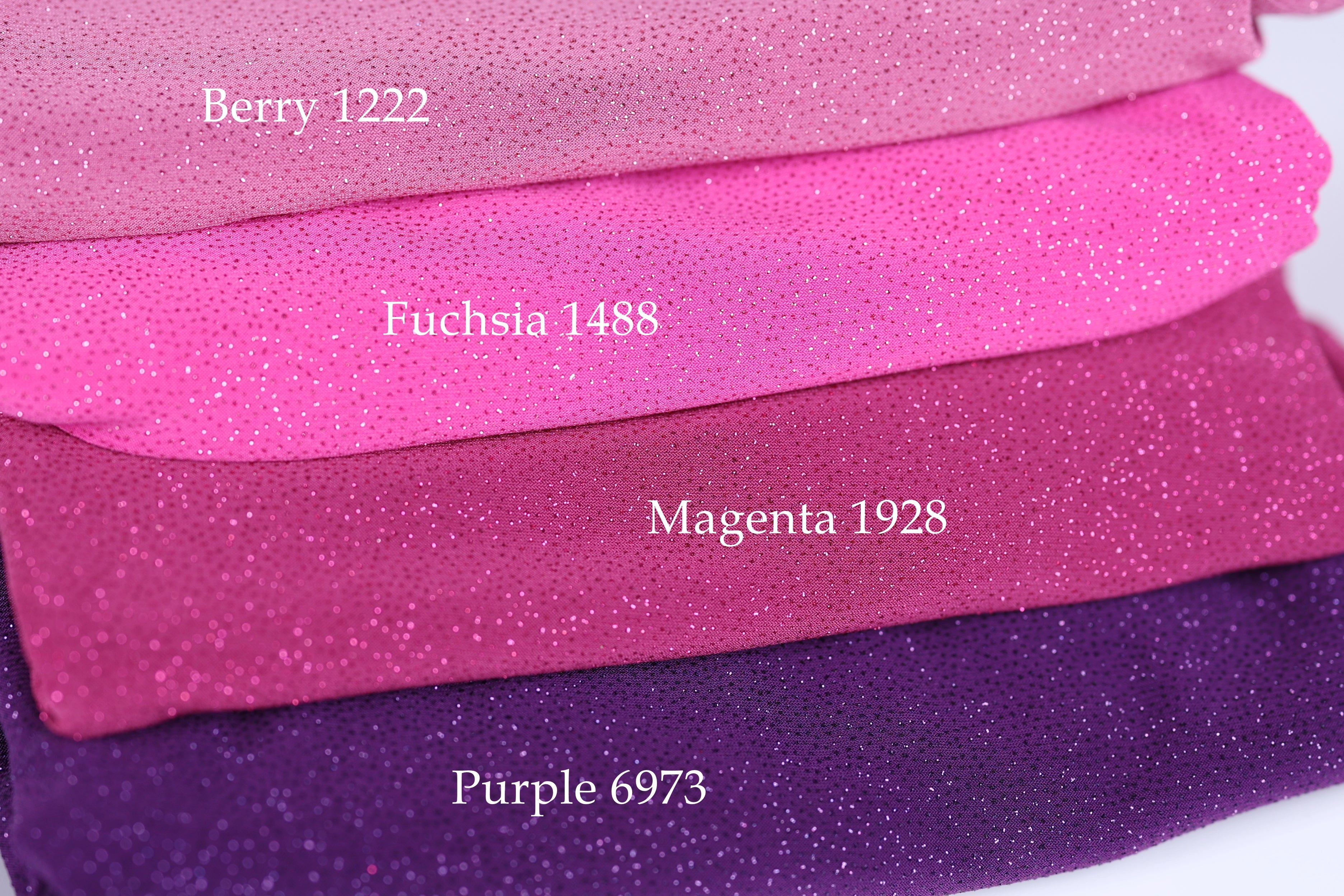 Glitter Spandex Knit Fabric Swatchbook: Polyester 4-Way Stretch Shimmer Material (18 Colors)