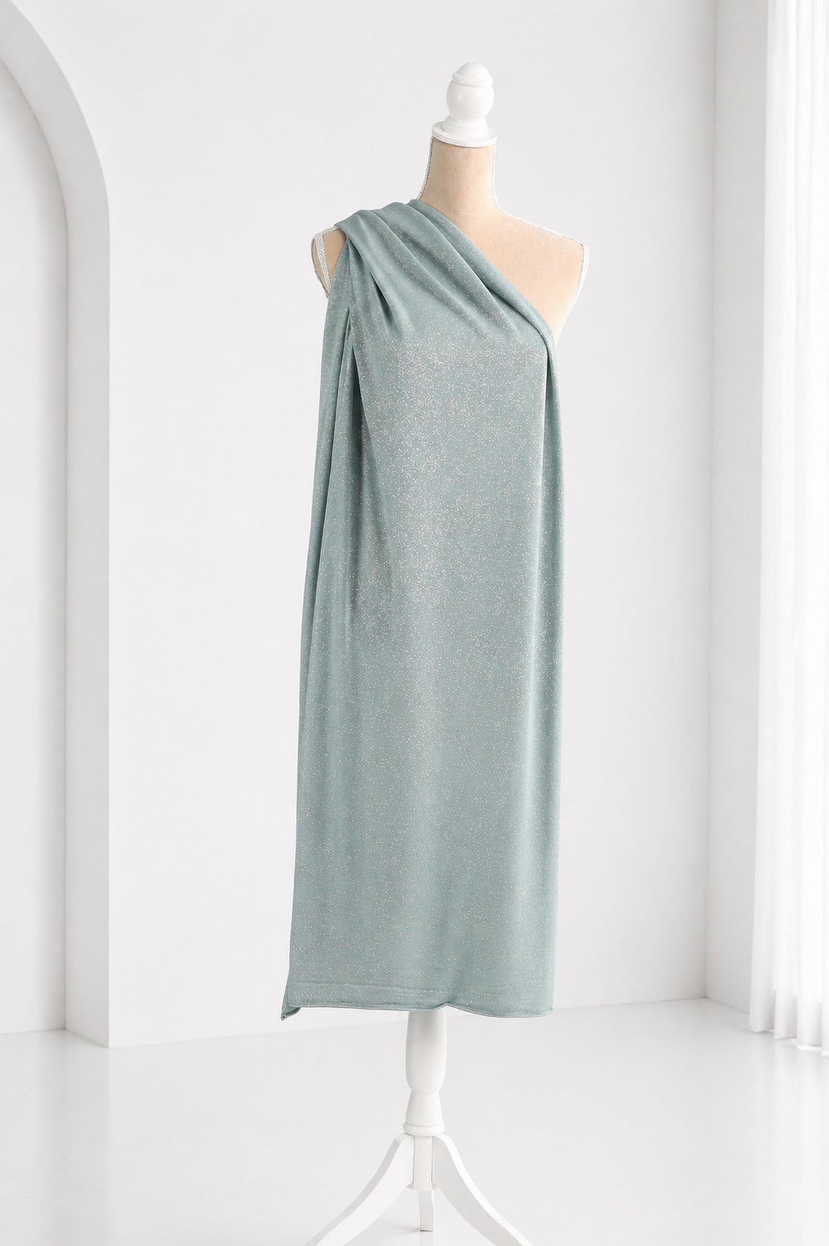 Green Glitter Knit Fabric, 4-Way Stretch Dancewear Costume Fashion