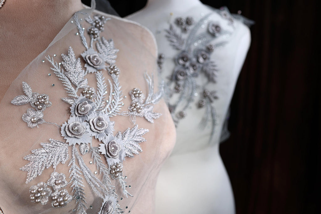 a close up of a dress on a mannequin