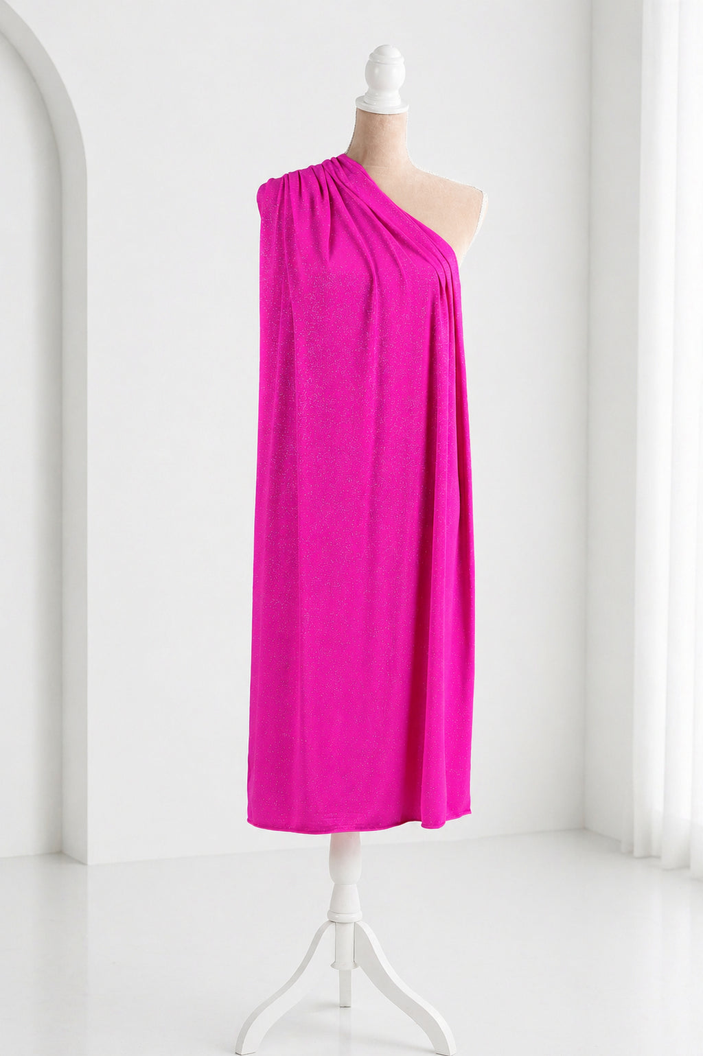 Purple-Fuchsia Glitter Knit Fabric, 4-Way Stretch Dancewear Costume Fashion