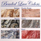 a collection of six different colored fabrics, each with unique patterns and textures. The fabrics include beige, black, gray, navy blue, red, and dusty rose. The fabrics are arranged in a grid format, with each row representing a different color and each column representing a different fabric type.