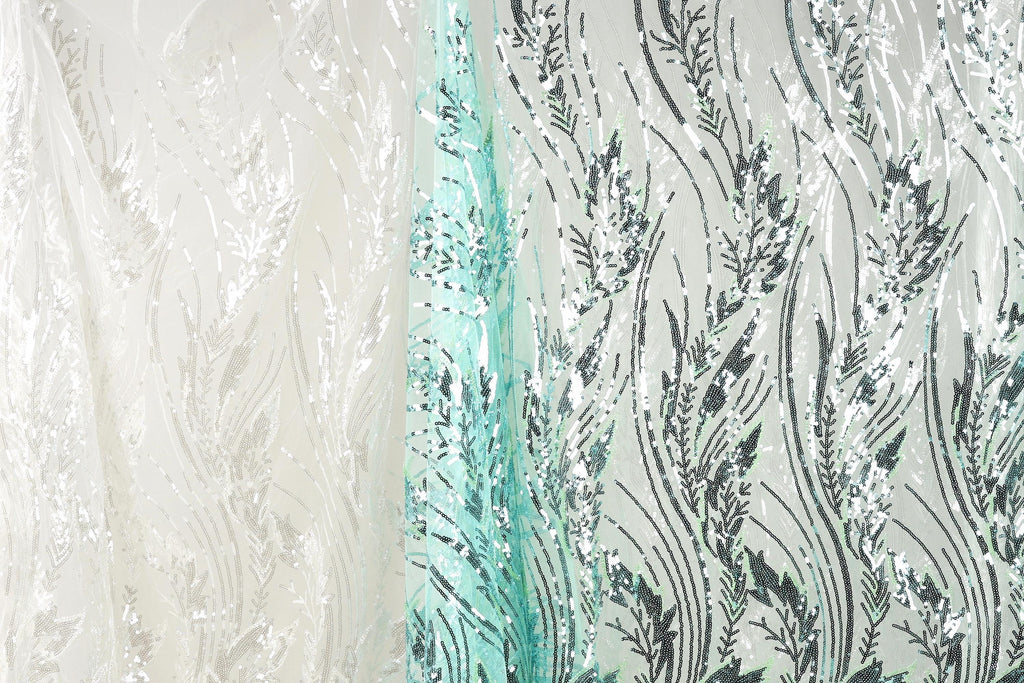 a close-up view of a fabric with a floral pattern, showcasing the intricate details and textures of the design.