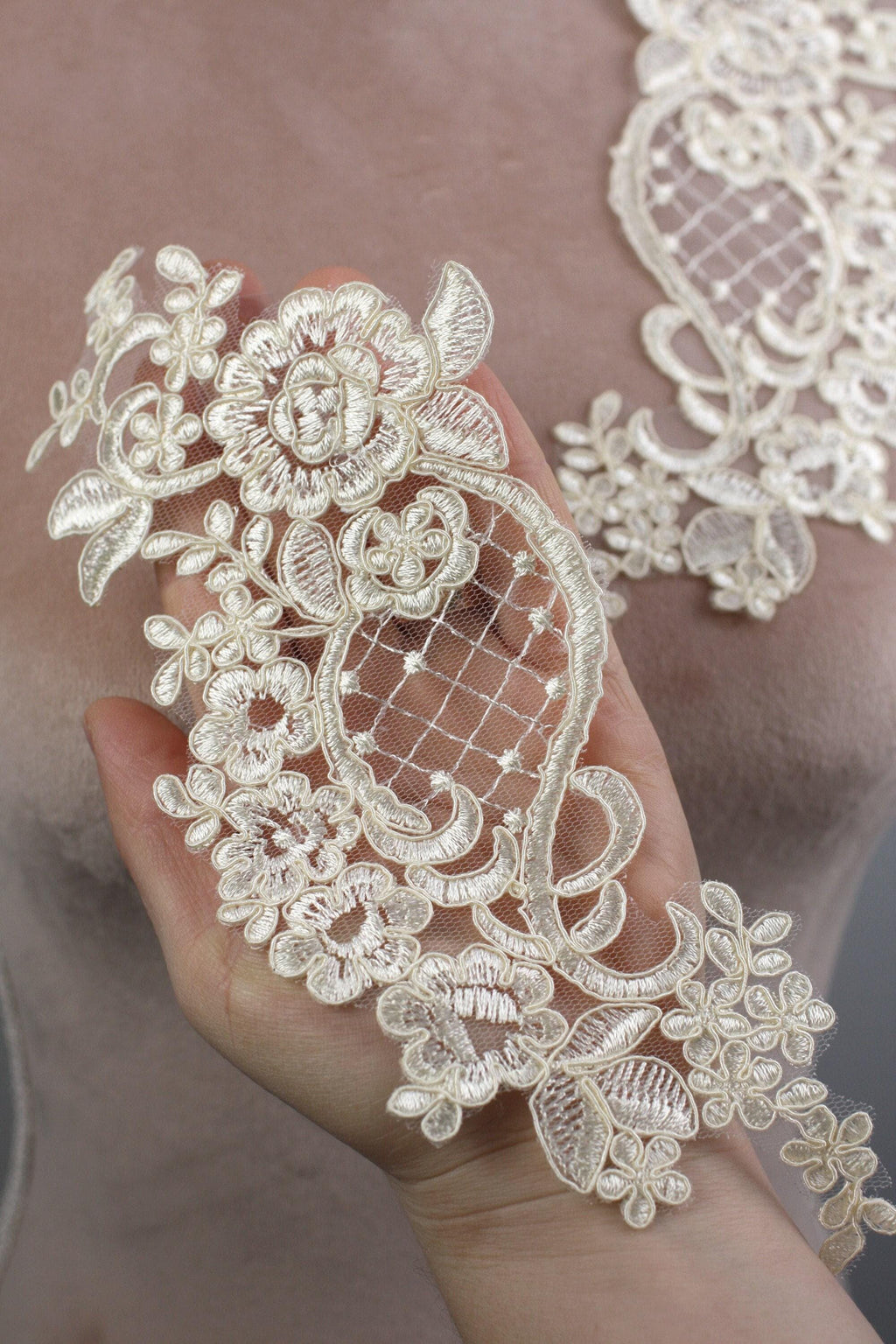Festive Champagne & Gold Lace Applique Pairs – 4 Elegant Styles