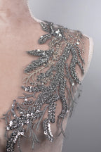Gray Statement Lace Applique Pairs, Floral Wings & Branches – 4 Styles