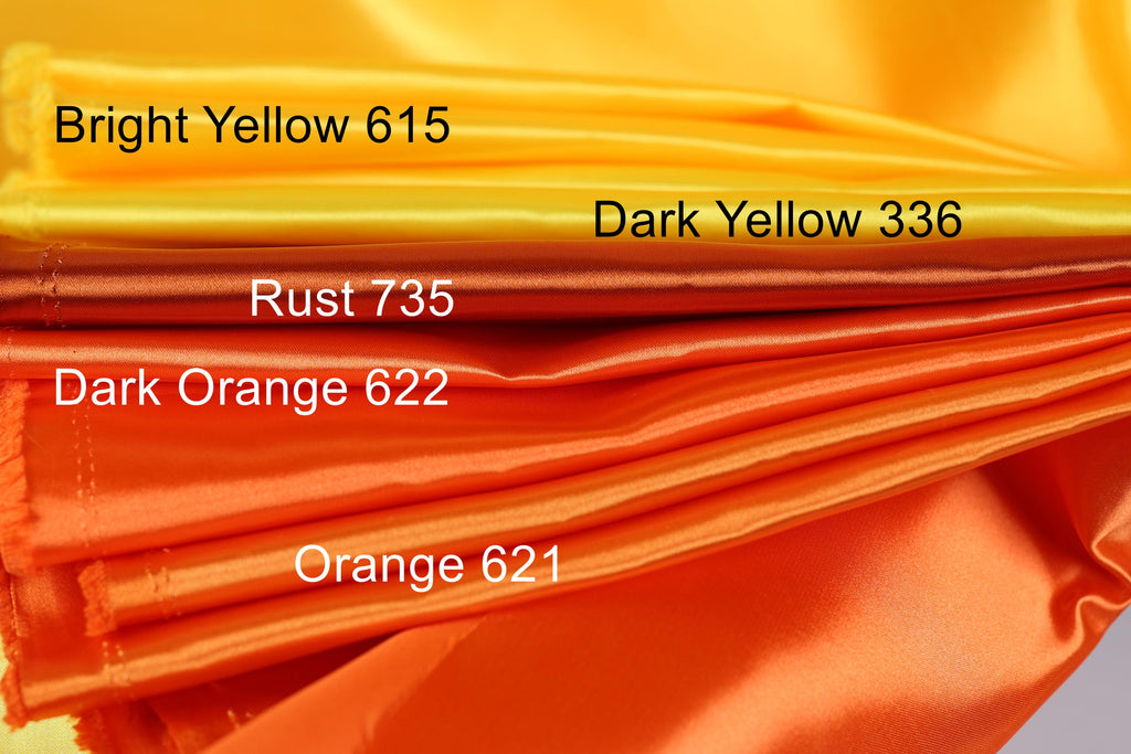 three different fabric colors: Bright Yellow 615, Dark Yellow 36, and Orange 621.