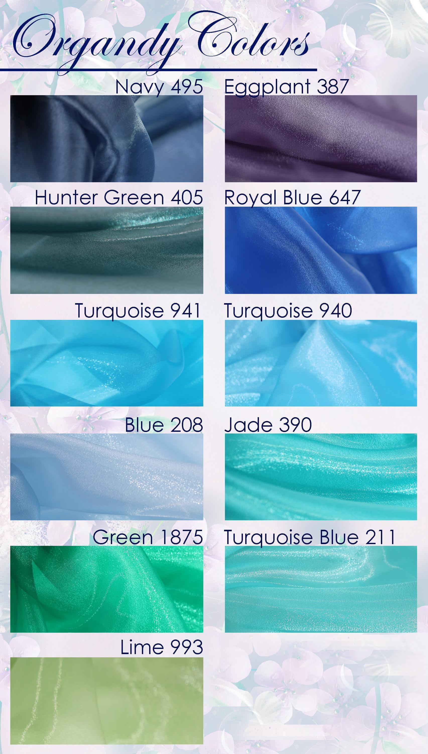 a bunch of different shades of blue and green