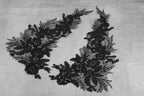 Black Matching Mesh Lace Appliques, Long Floral Embroidery Pairs for Dresses