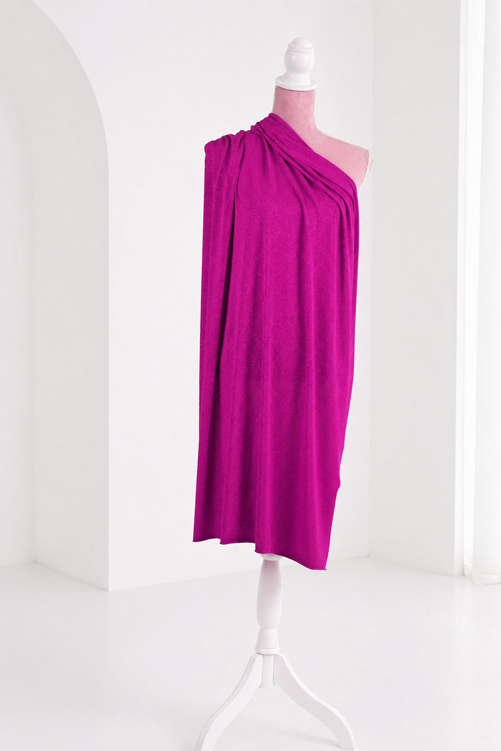 Purple-Fuchsia Glitter Knit Fabric, 4-Way Stretch Dancewear Costume Fashion