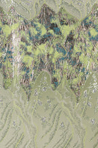 The image is a collage of various images, featuring a pattern of green and brown hues with intricate designs and textures. The overall composition is visually striking and captivating.