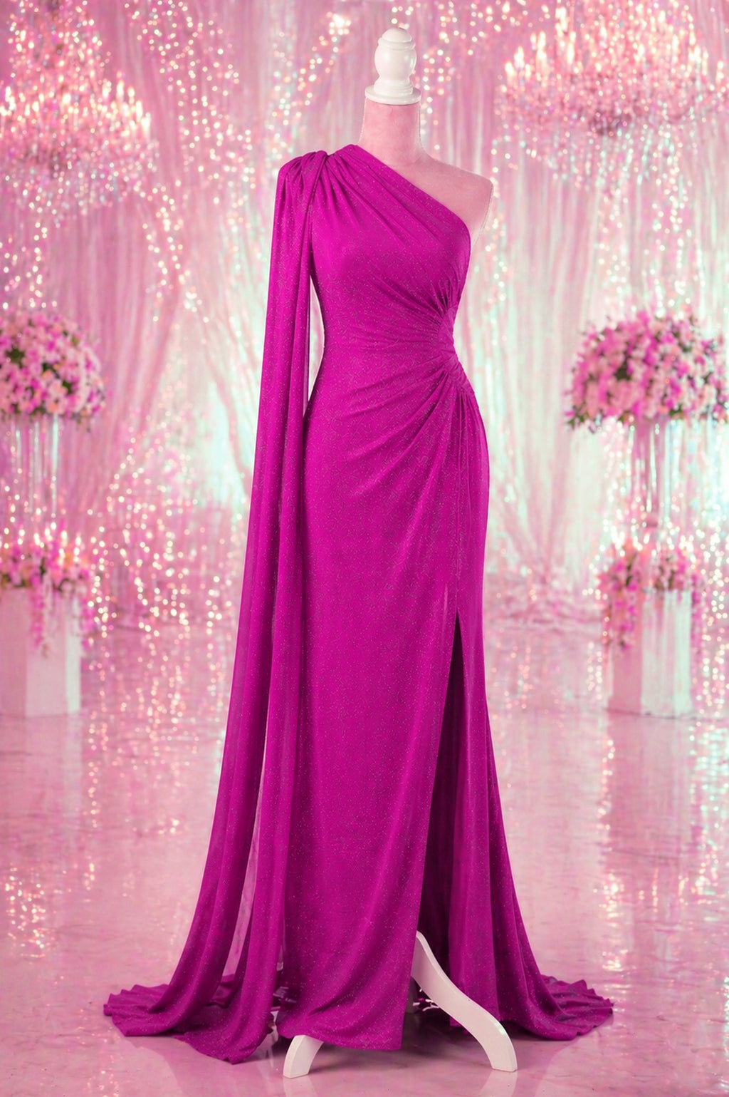 Purple-Fuchsia Glitter Knit Fabric, 4-Way Stretch Dancewear Costume Fashion