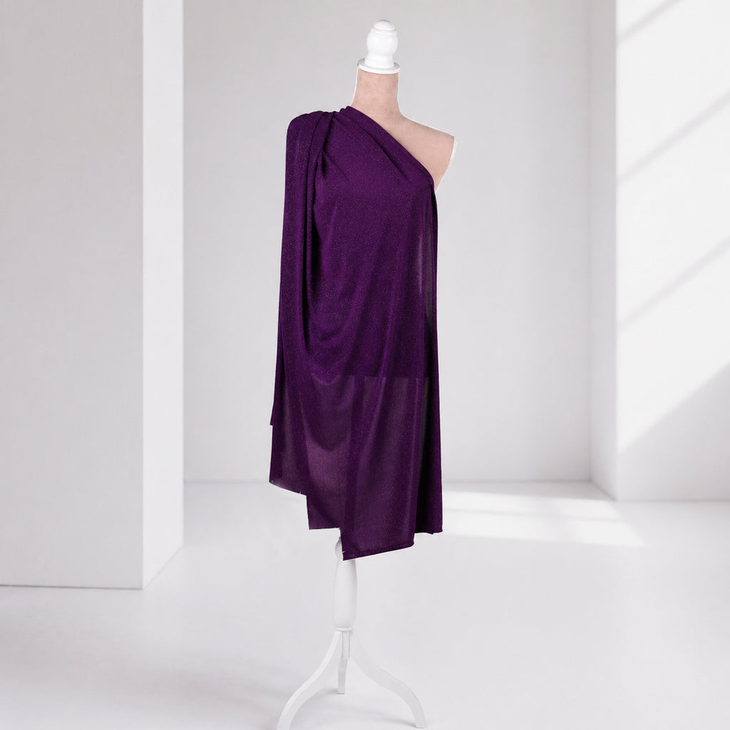 Purple-Fuchsia Glitter Knit Fabric, 4-Way Stretch Dancewear Costume Fashion