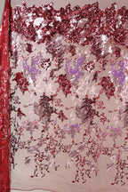 The image is a collage of various images, including a red sequin fabric with a floral pattern, a red sequin fabric with a floral pattern, and a red sequin fabric with a floral pattern. The images are arranged in a way that creates a visually appealing and intricate design.