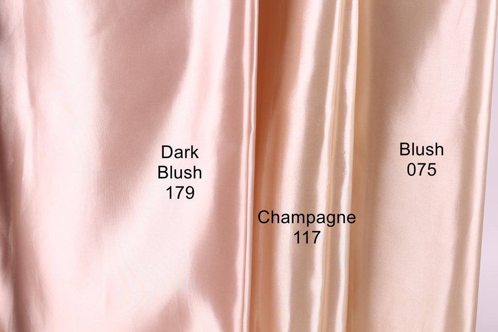 two fabric swatches, one with a dark pink color and the other with a light peach color. The swatch on the left is labeled as "Dark Pink" and the swatch on the right is labeled as "Light Peach".