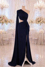 Blue-Navy Glitter Knit Fabric, 4-Way Stretch Dancewear Costume Fashion