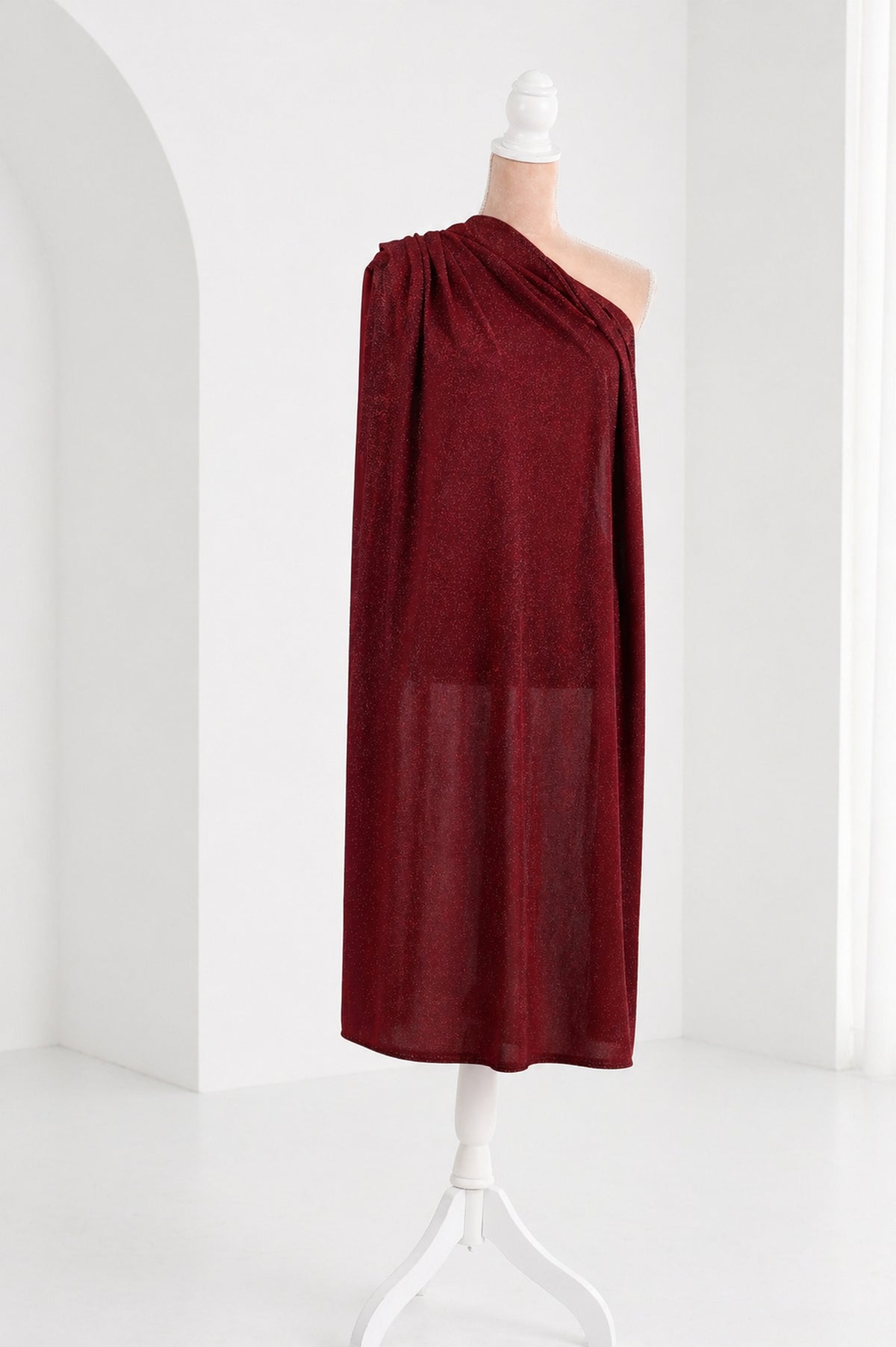 Red-Burgundy Glitter Knit Fabric, 4-Way Stretch Dancewear Costume Fashion
