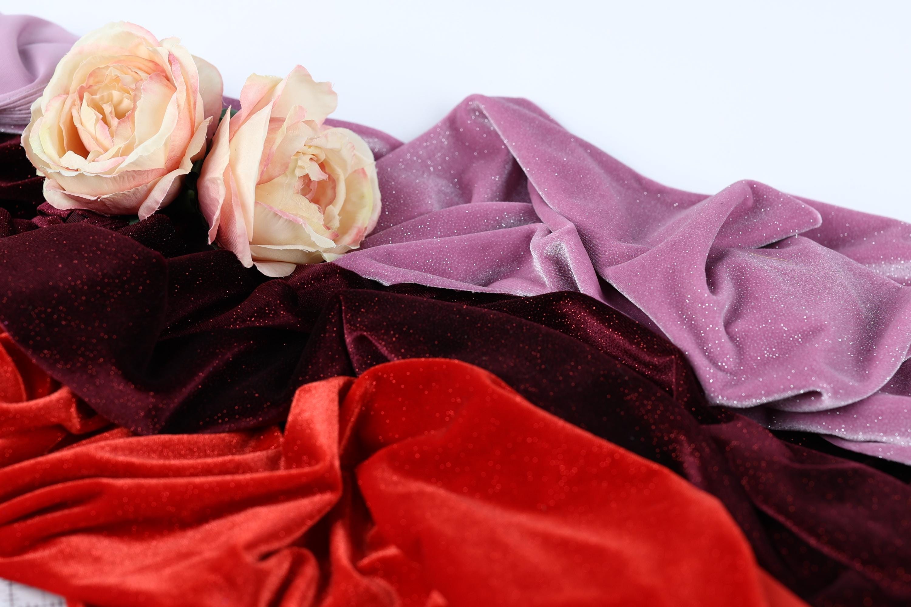 Glitter Velvet Stretch Fabric by Yard, 4-Way Stretch for Dance Costumes Eveningwear