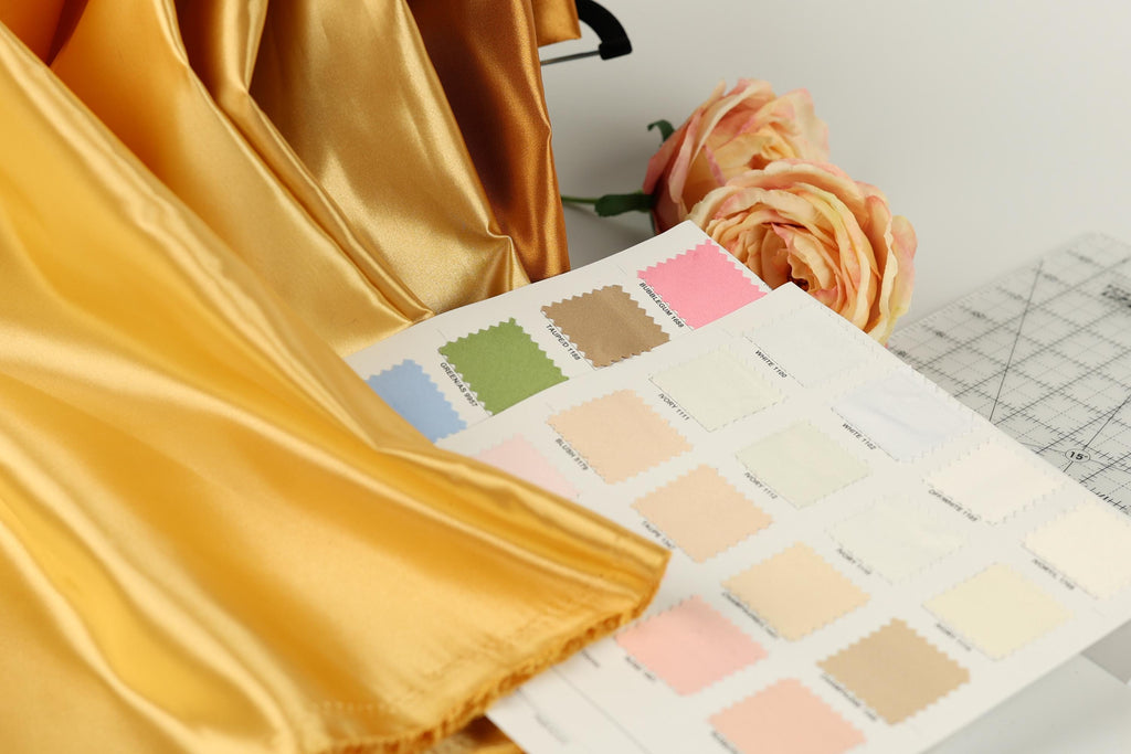 Bridal Satin Fabric Swatchbook: 54 Colors, Silky Polyester Material Color Preview