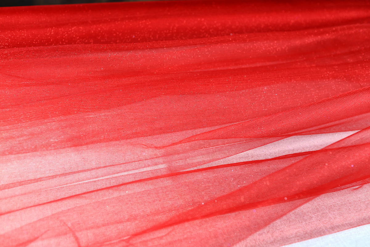 Glitter Tulle Fabric Swatches: 20 Colors, Sparkle Mesh, Semi-Soft Fabric Color Preview