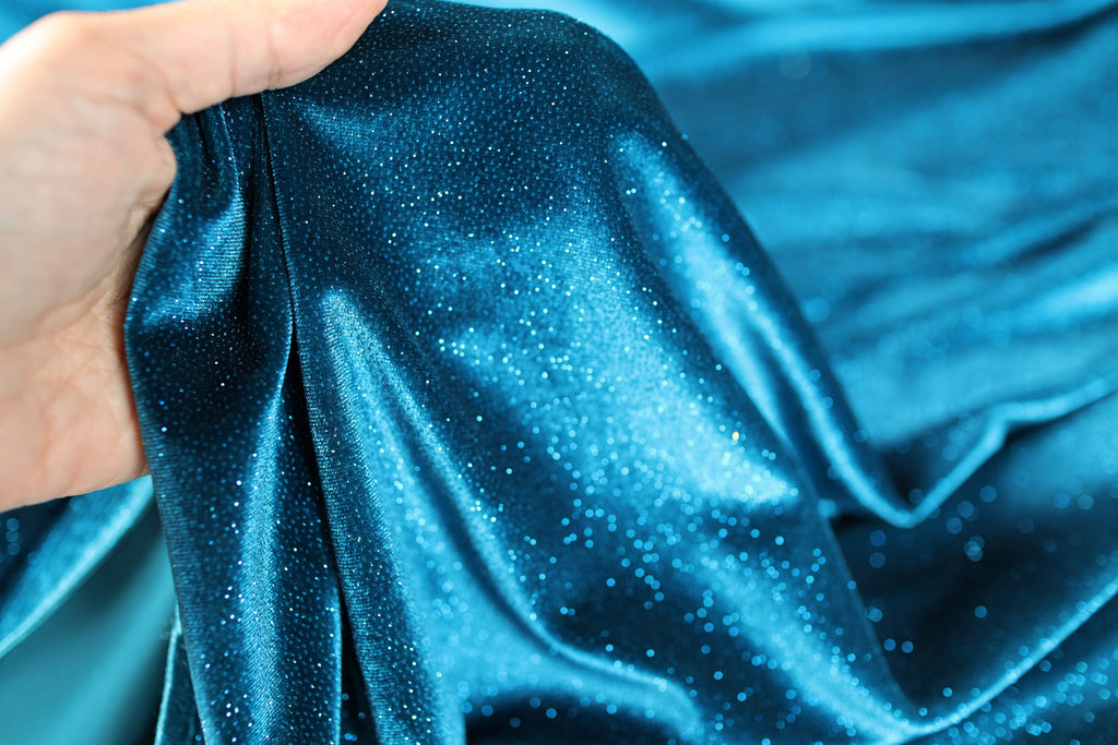 Glitter Stretch Velvet Fabric by Yard, 4-Way Spandex for Dresses Costumes