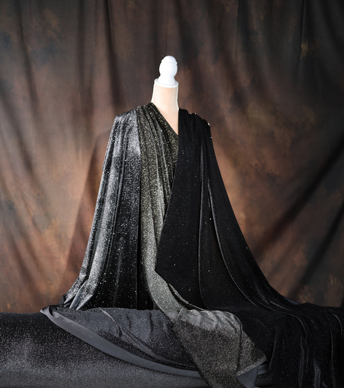 Glitter Velvet Stretch Fabric by Yard, 4-Way Stretch for Dance Costumes Eveningwear