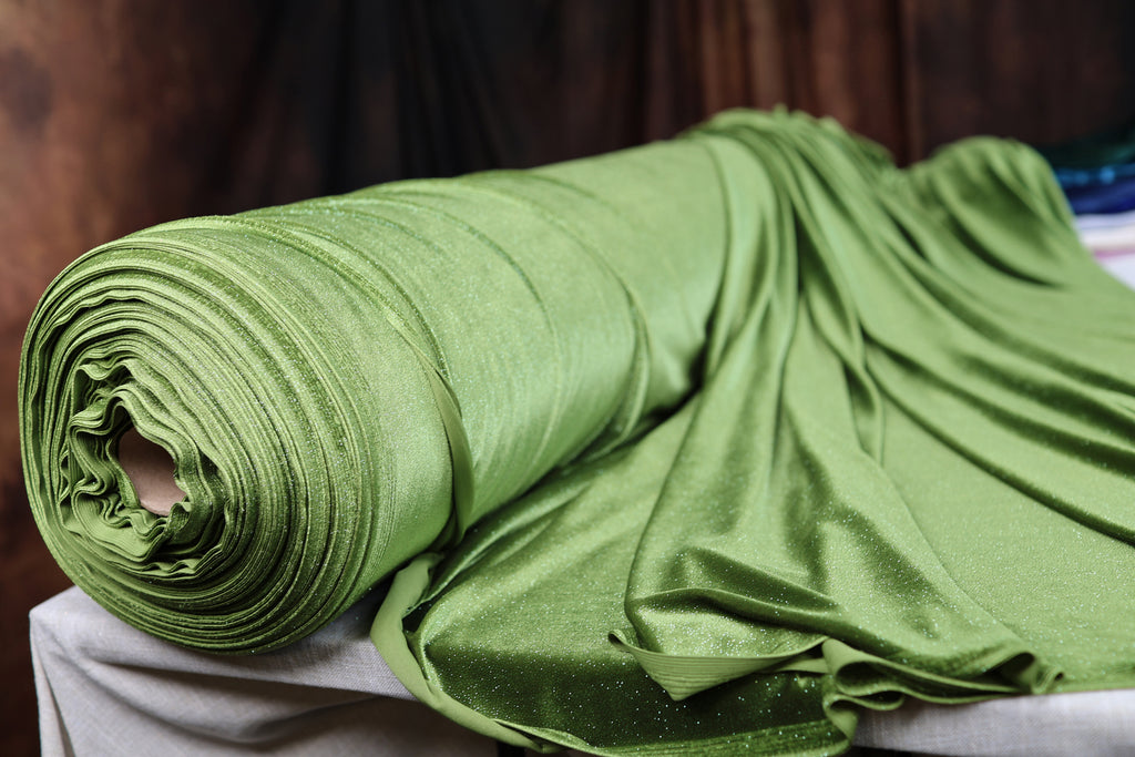 Glitter Stretch Velvet Fabric by Yard, 4-Way Spandex for Dresses Costumes