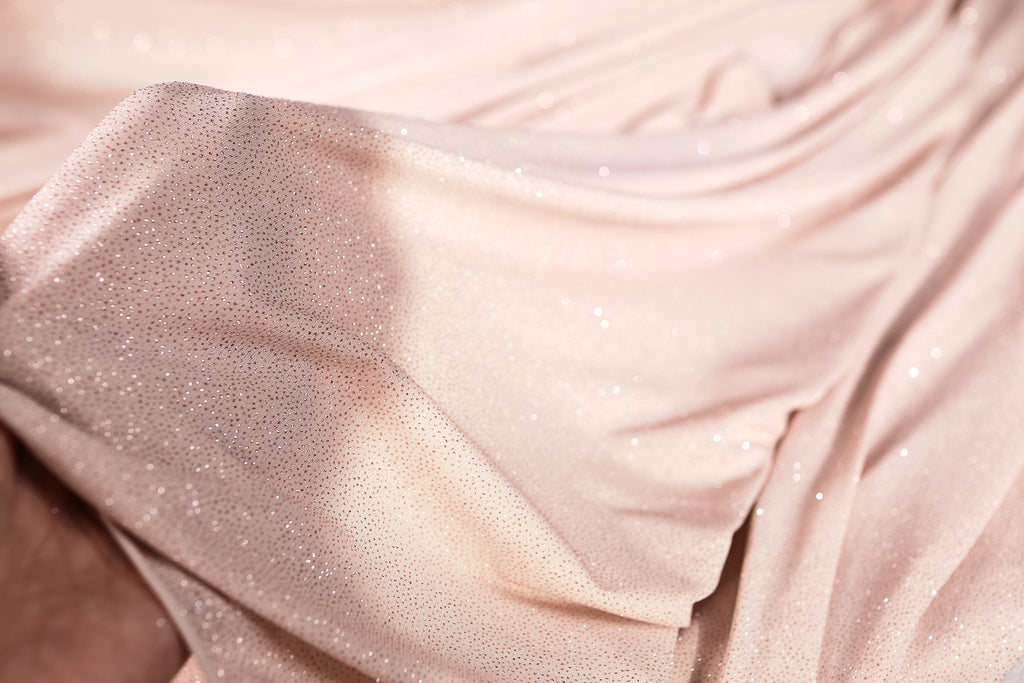 Beige-Nude Glitter Knit Fabric, 4-Way Stretch Dancewear Costume Fashion