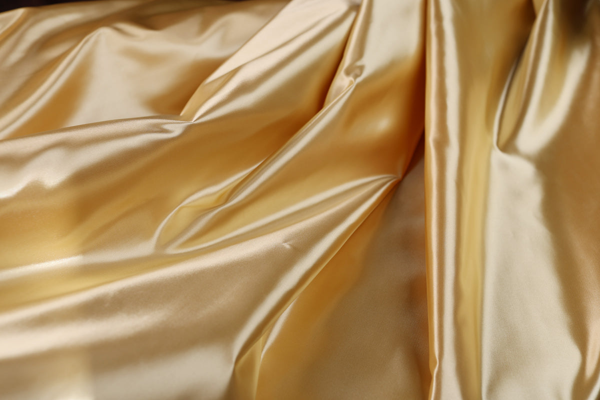 Gold & Coffee Bridal Satin Fabric Collection by the Yard, Polyester for Dresses & Decor