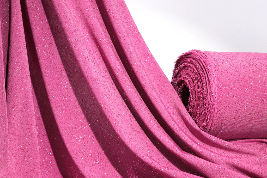 Glitter Spandex Knit Fabric: Shimmer Metallic 4-Way Stretch Material - 18 Colors