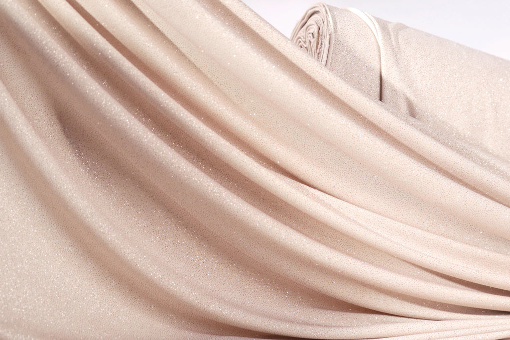 Glitter Spandex Knit Fabric: Shimmer Metallic 4-Way Stretch Material - 18 Colors