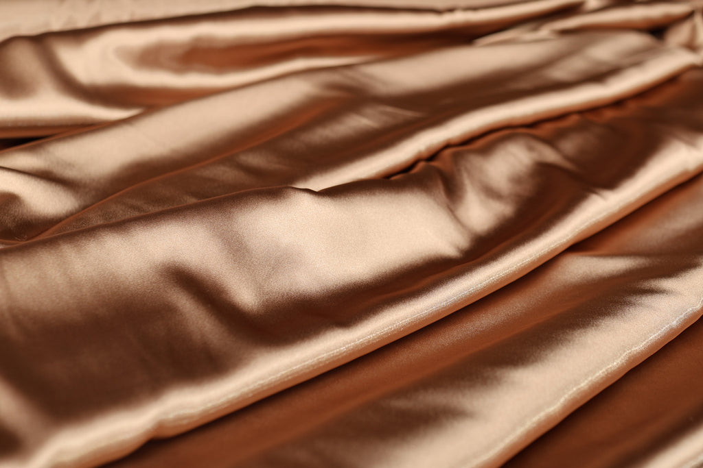 Brown Satin Charmeuse Fabric by the Yard, Silky Charmeuse for Dresses, Blouses and Luxury Apparel