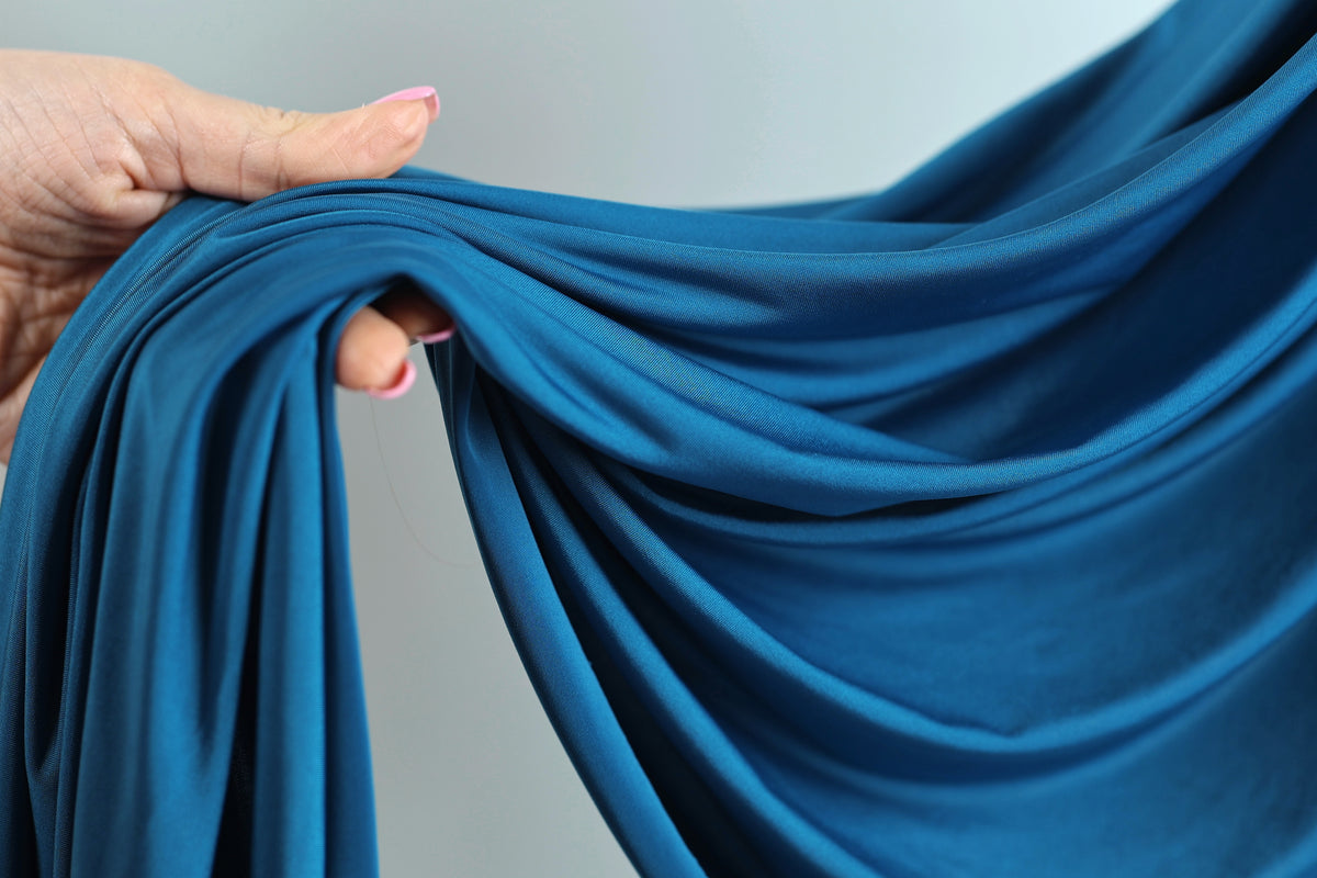 Royal Blue Venechia Stretch Knit Fabric – Matte 4-Way Apparel Cloth by the Yard
