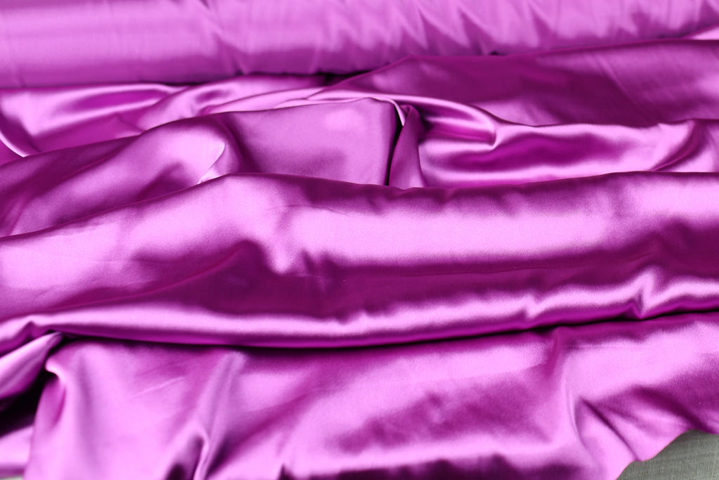 Purple Satin Charmeuse Fabric by the Yard, Silky Charmeuse for Dresses, Lingerie and Eveningwear