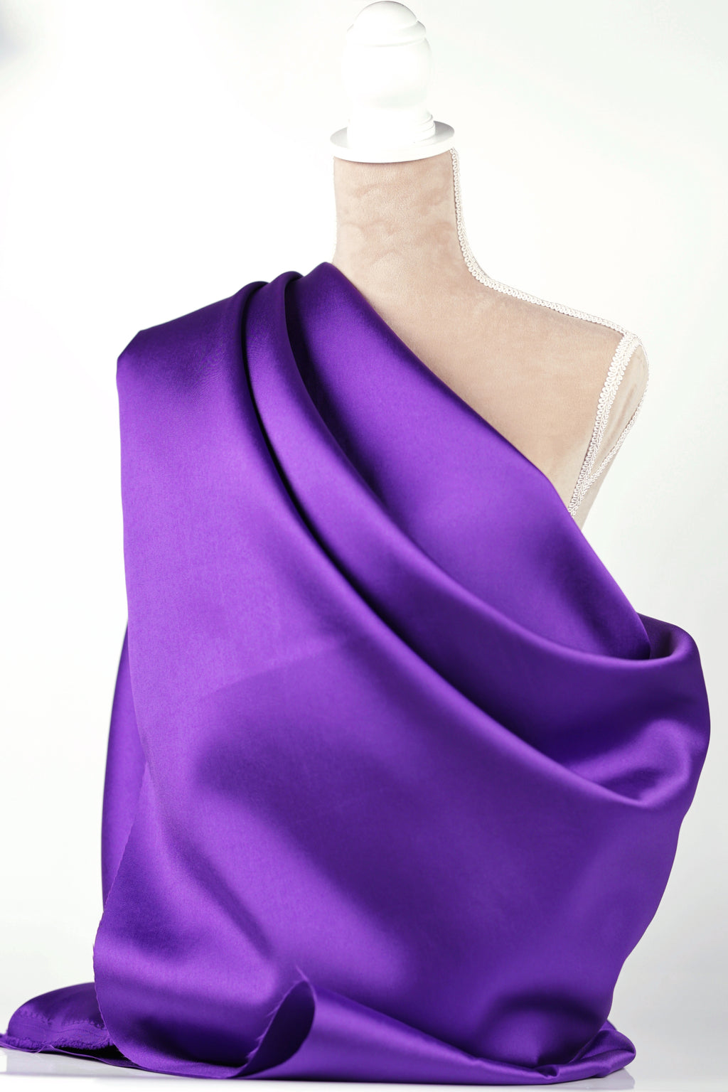 Purple Mikado Satin Fabric | Deep Violet Polyester, 58/60" Wide