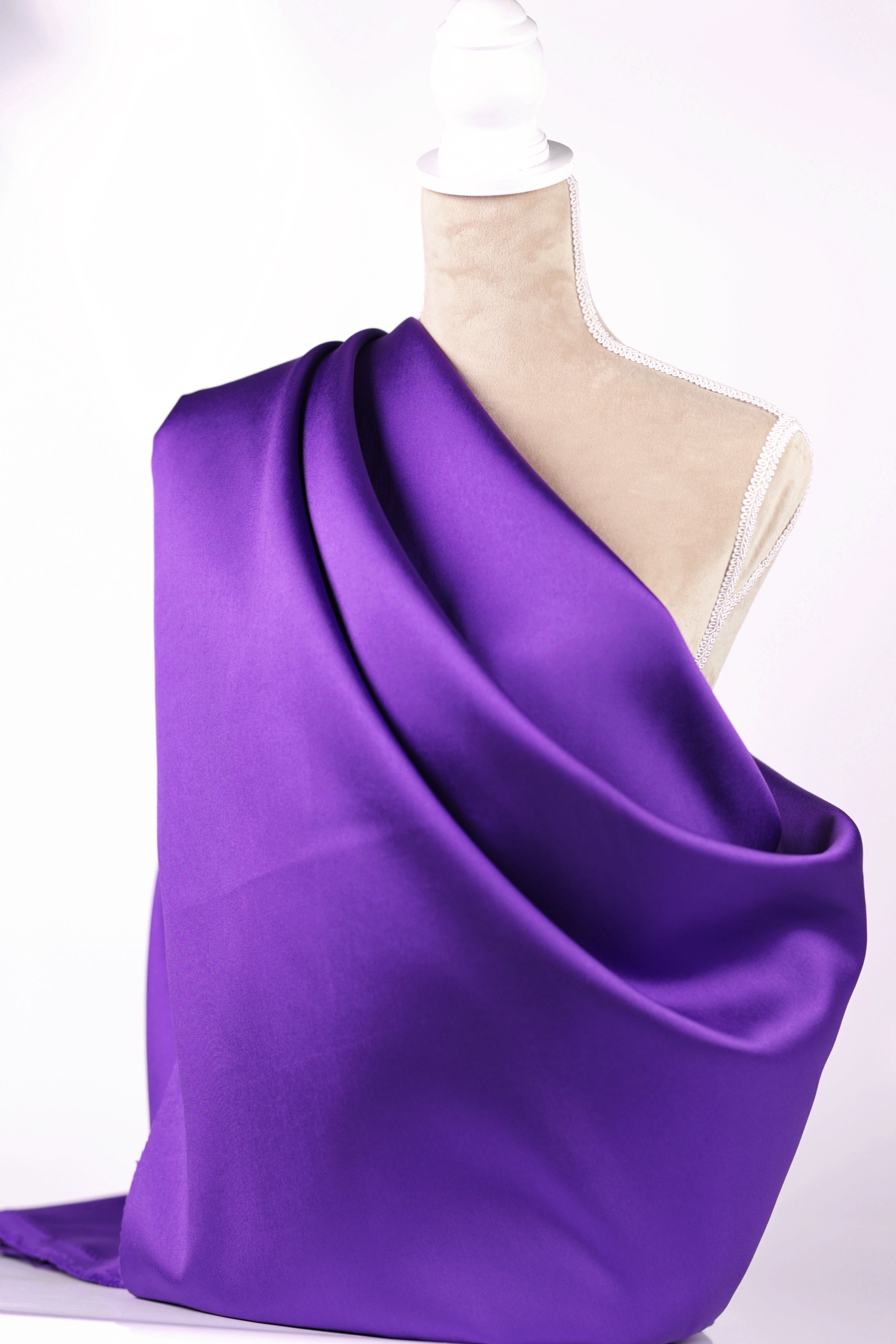 Purple Mikado Satin Fabric | Deep Violet Polyester, 58/60" Wide