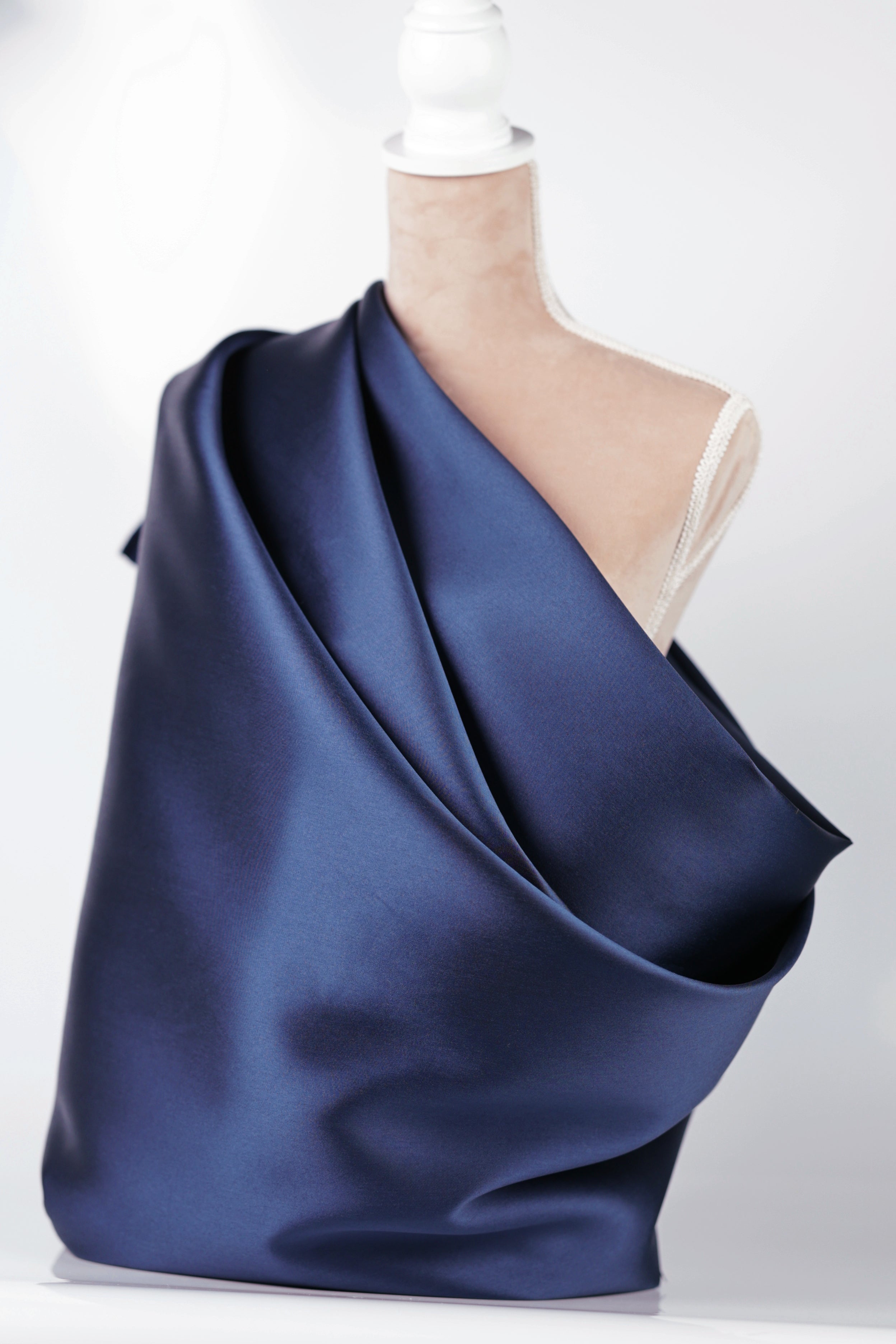Navy Mikado Satin Fabric | Deep Blue Polyester, 58/60" Wide