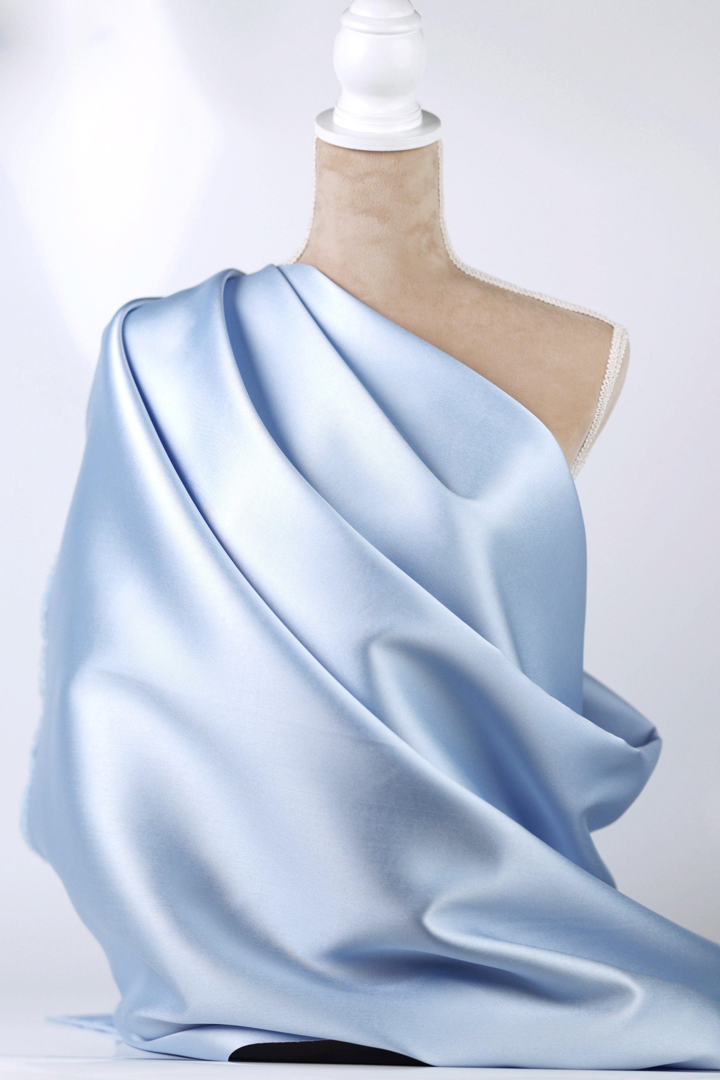 Blue Mikado Satin Fabric | Polyester, Bridesmaid Dress Material