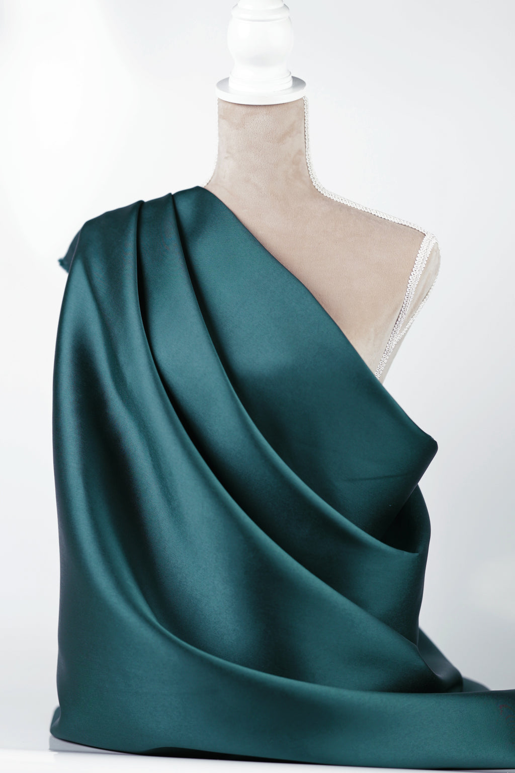 Hunter Green Mikado Satin Fabric | Structured Polyester, 58/60" Wide