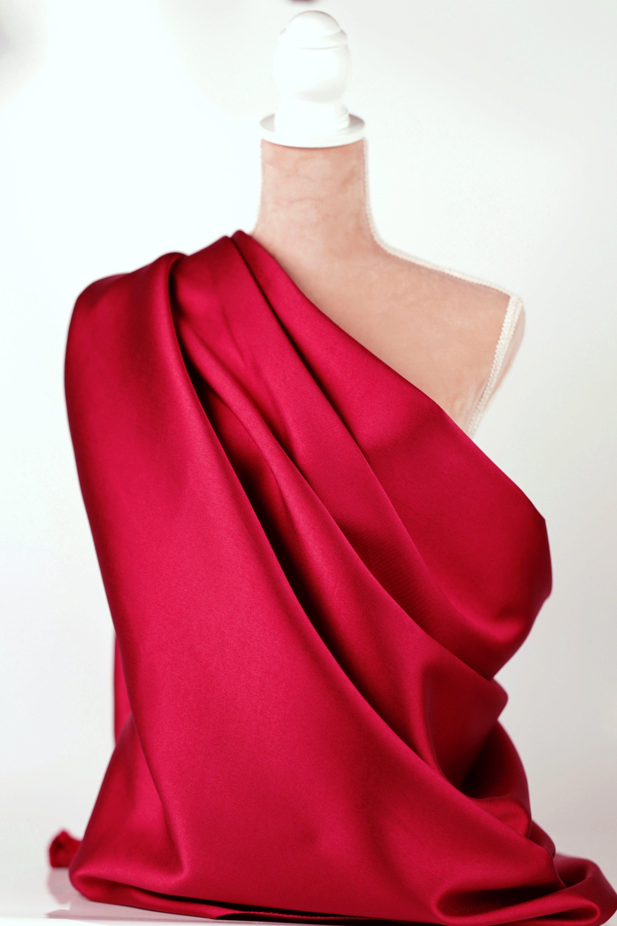 Burgundy Mikado Satin Fabric | Deep Red Polyester, 58/60" Wide