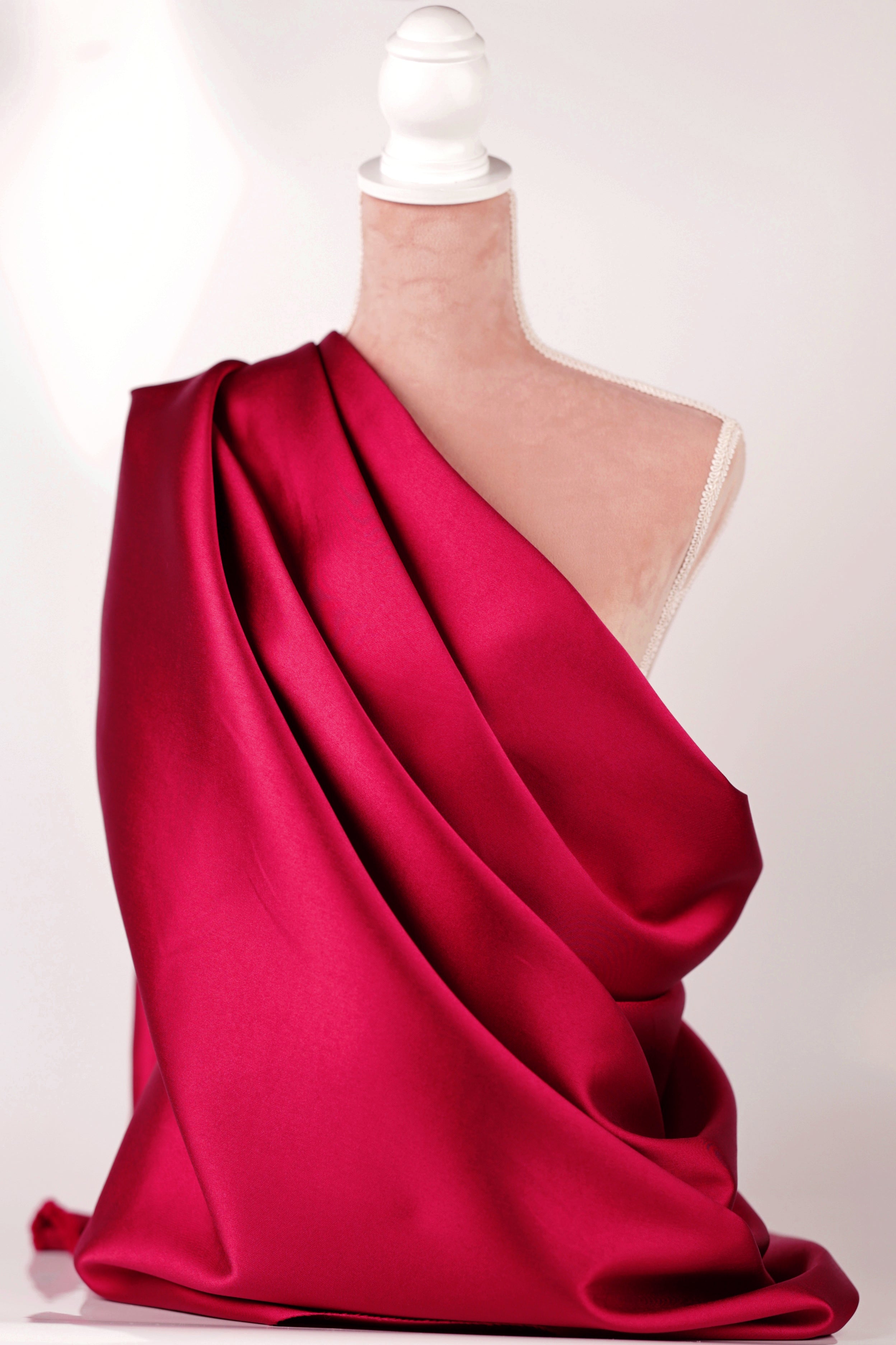 Burgundy Mikado Satin Fabric | Deep Red Polyester, 58/60" Wide