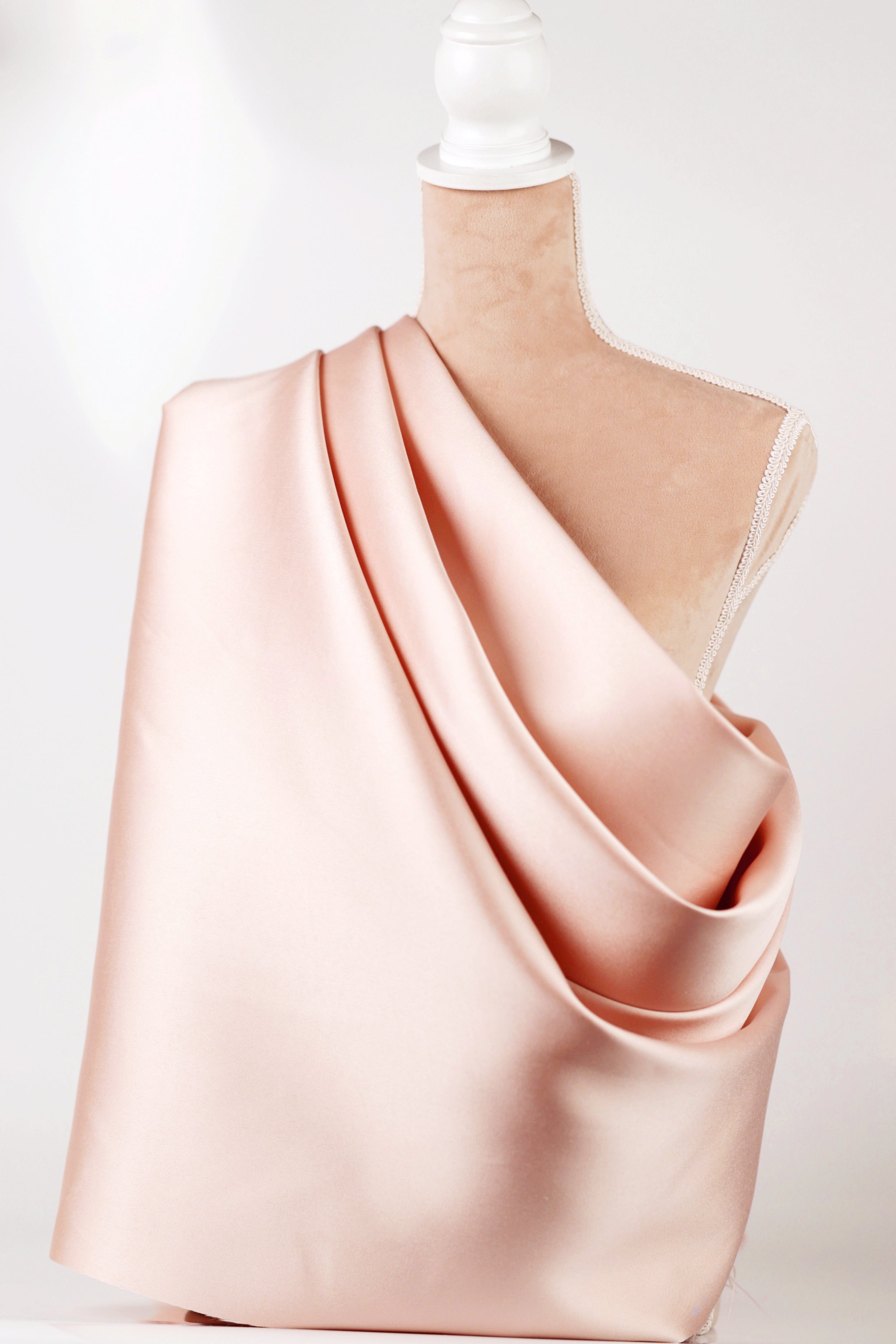 Blush Mikado Satin Fabric by the Yard | Beige Nude Polyester Material 58/60" for Wedding Dresses & Romantic Couture Design