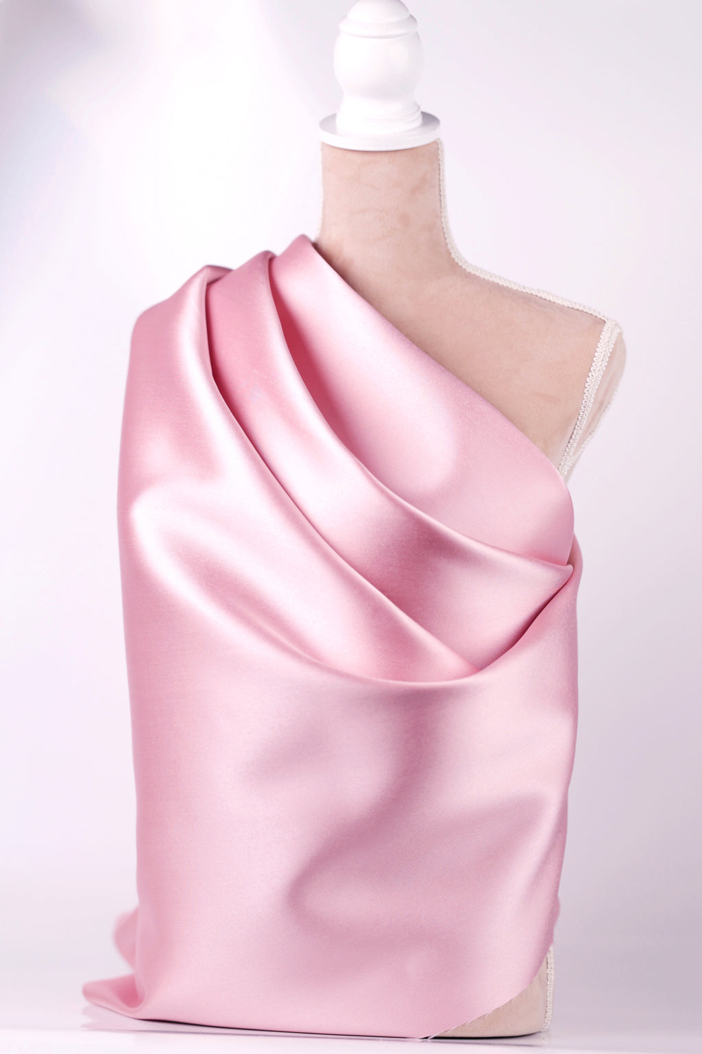 Mauve Mikado Satin Fabric | Polyester Beige Material for Evening Wear