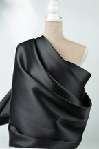 Black Mikado Satin Fabric | Heavy Polyester, Couture Sewing By The Yard