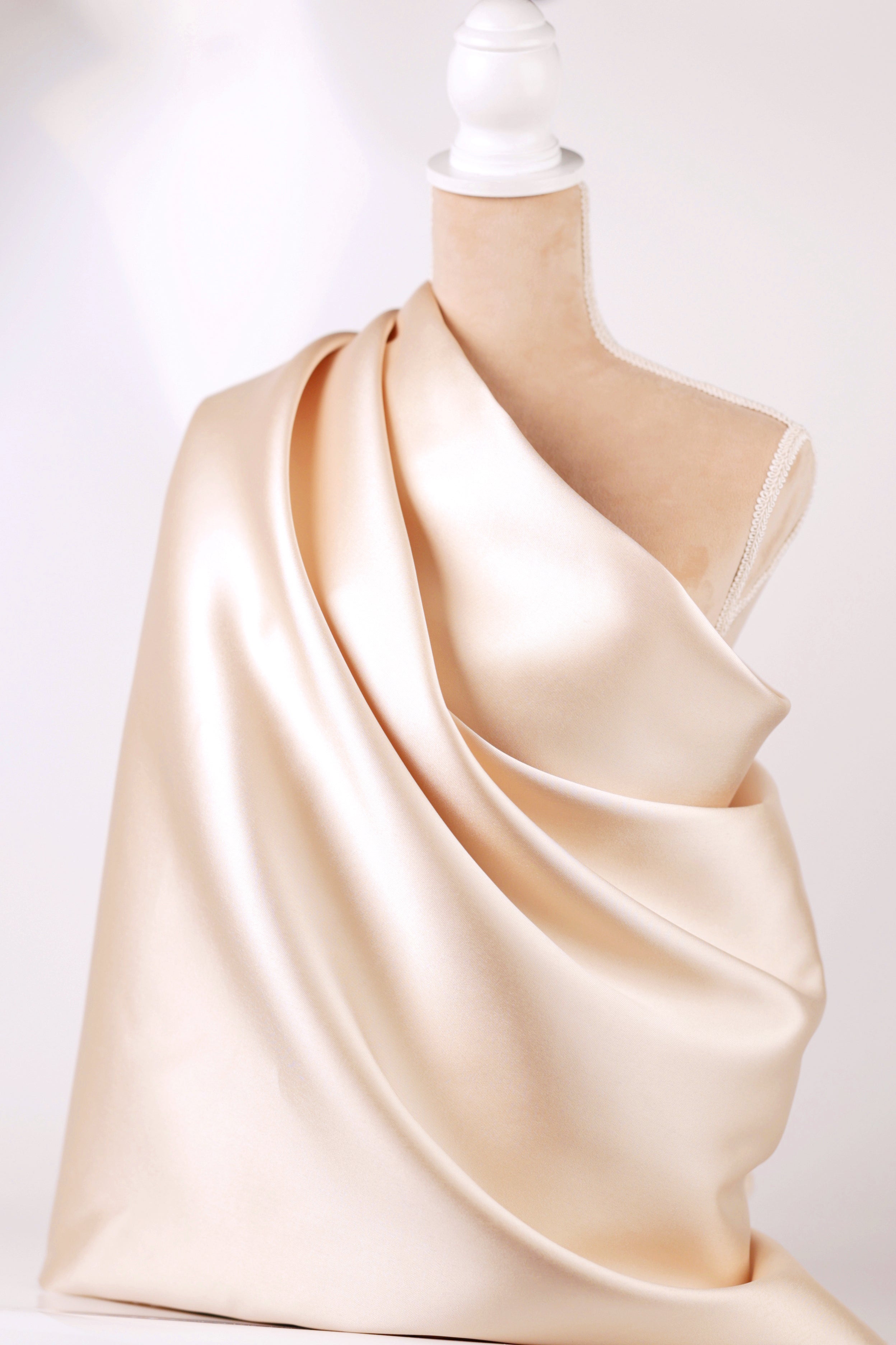 Champagne Mikado Satin Fabric | Bridal & Evening Wear, 58/60" Wide
