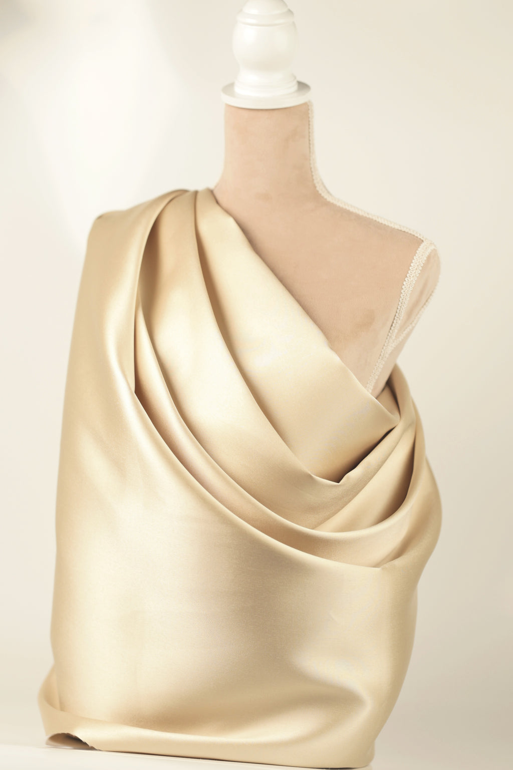 Taupe Mikado Satin Fabric | Golden Beige Polyester, 58/60" Wide