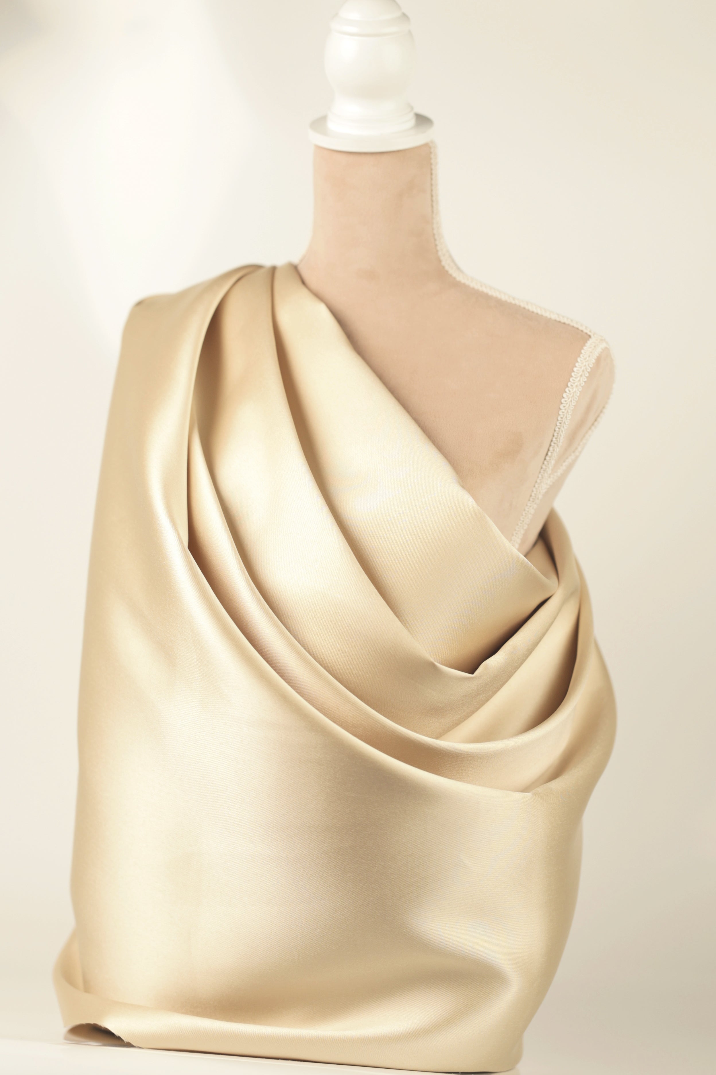 Taupe Mikado Satin Fabric | Golden Beige Polyester, 58/60" Wide
