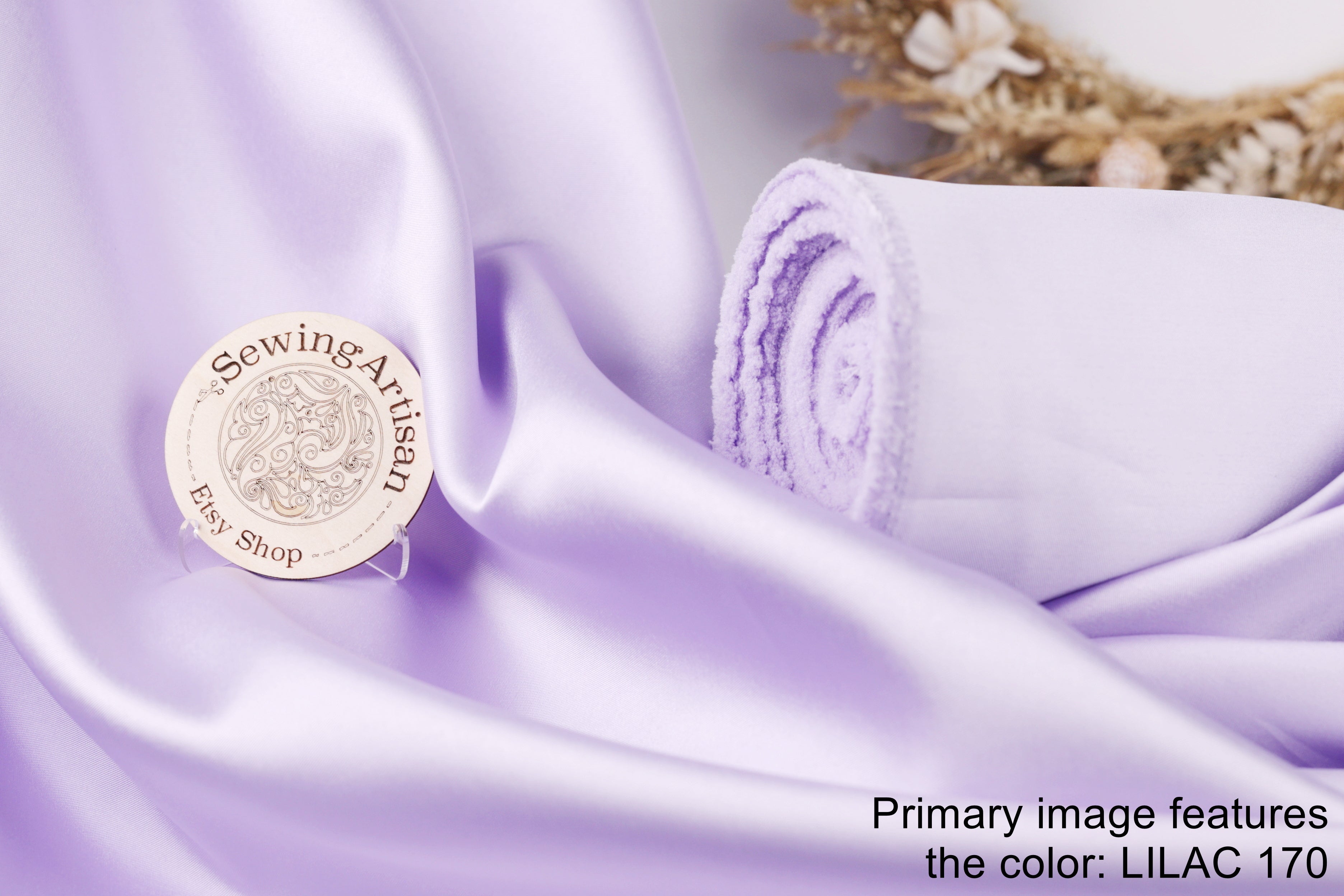 Lilac Mikado Satin Fabric | Light Purple Polyester, 58/60" Wide