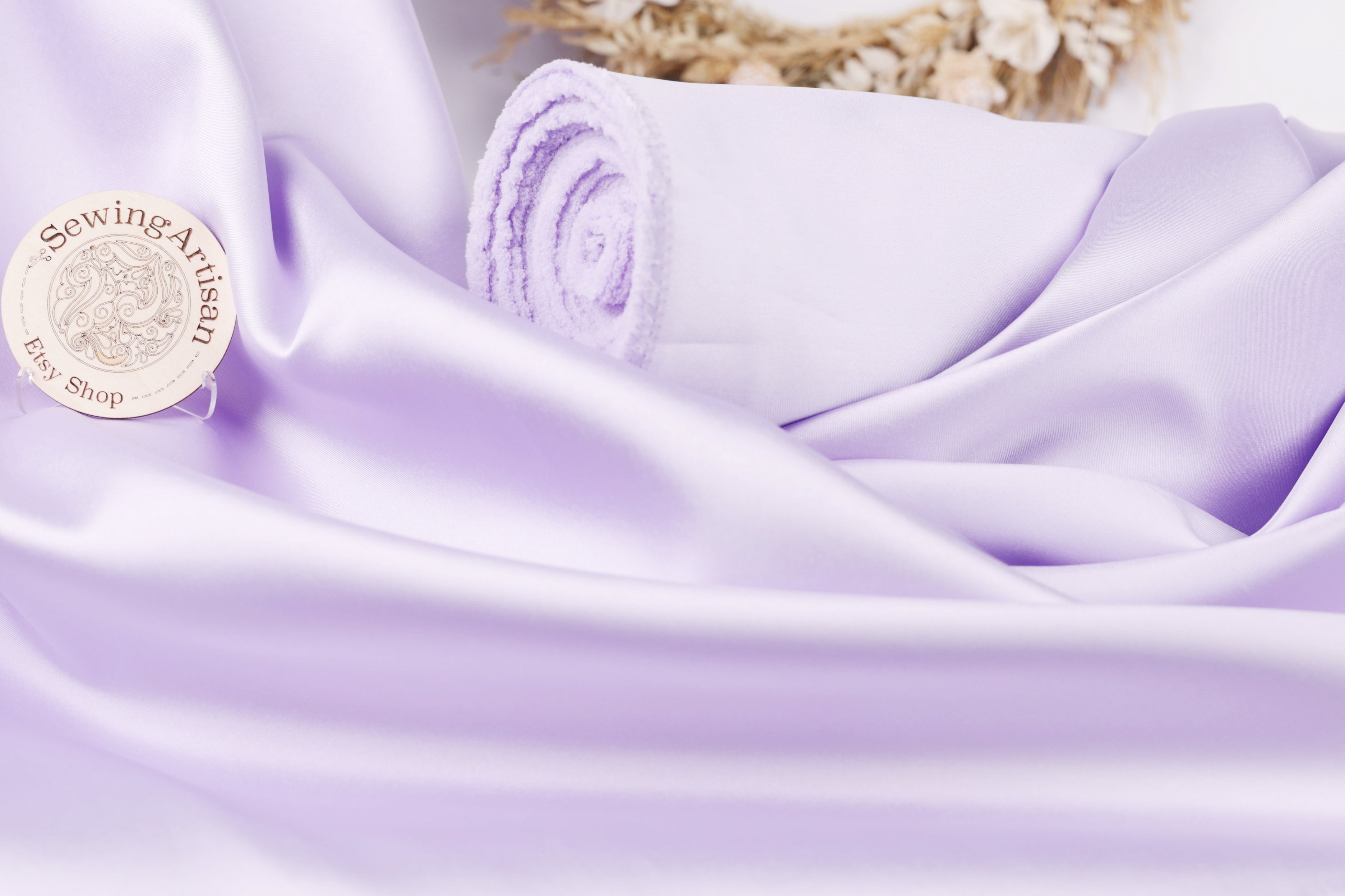 Lilac Mikado Satin Fabric | Light Purple Polyester, 58/60" Wide