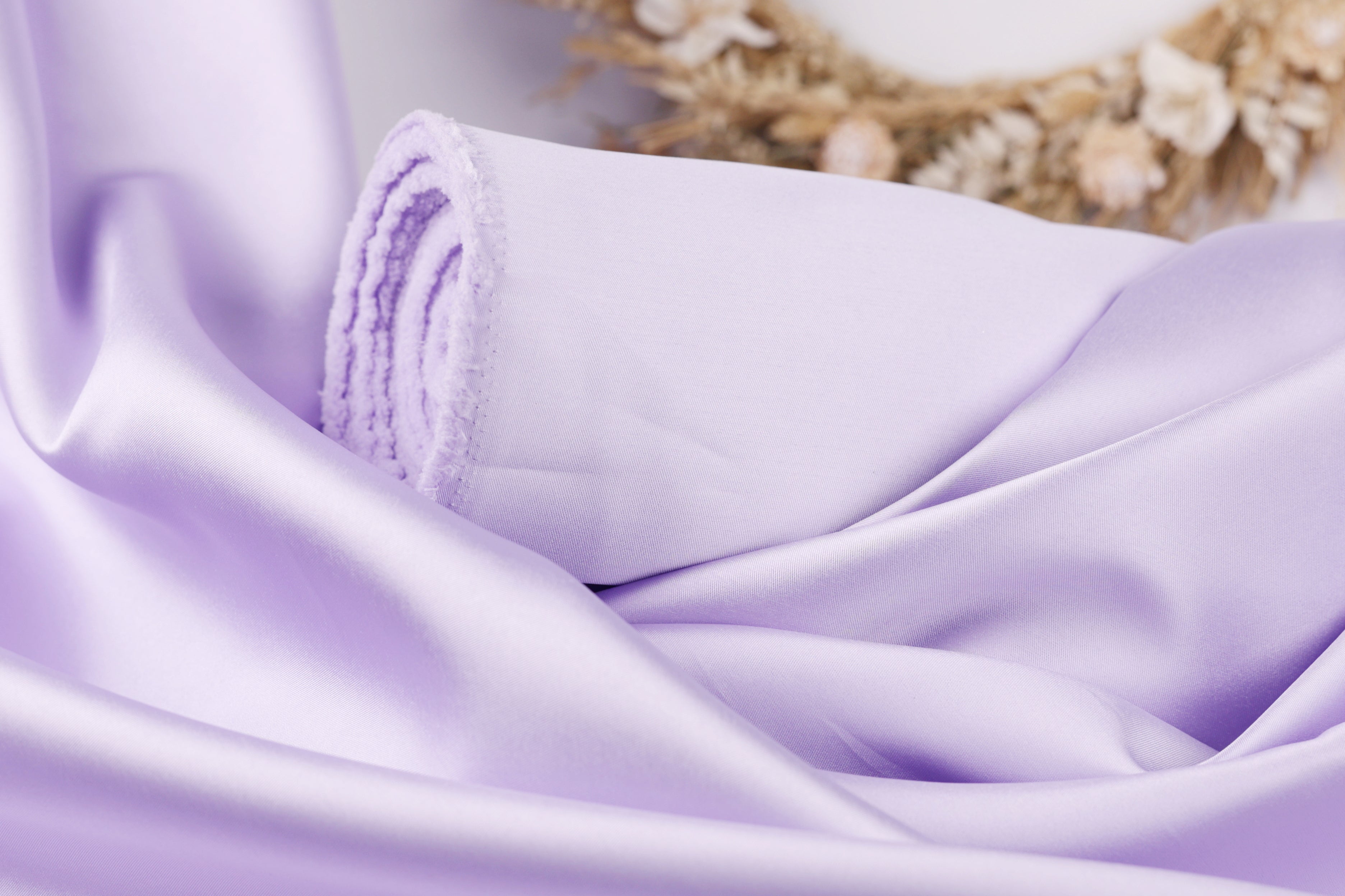 Lilac Mikado Satin Fabric | Light Purple Polyester, 58/60" Wide